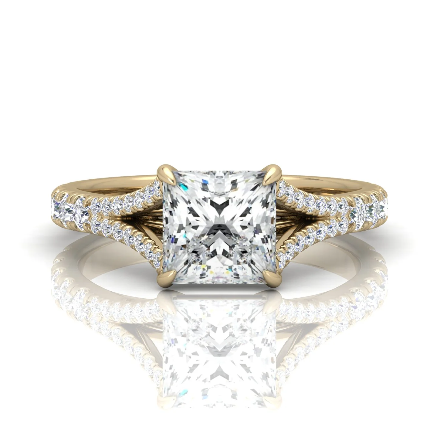 Julie Princess Diamond Split Shank Engagement Ring