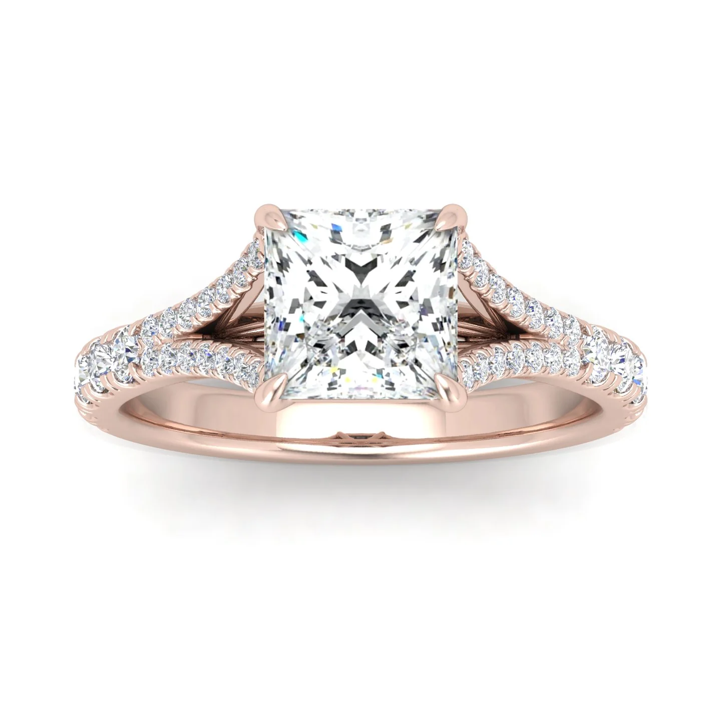 Julie Princess Diamond Split Shank Engagement Ring - Image 10