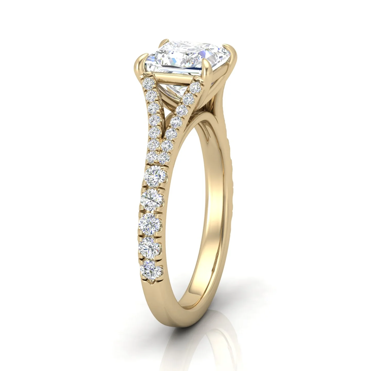 Julie Princess Diamond Split Shank Engagement Ring - Image 2