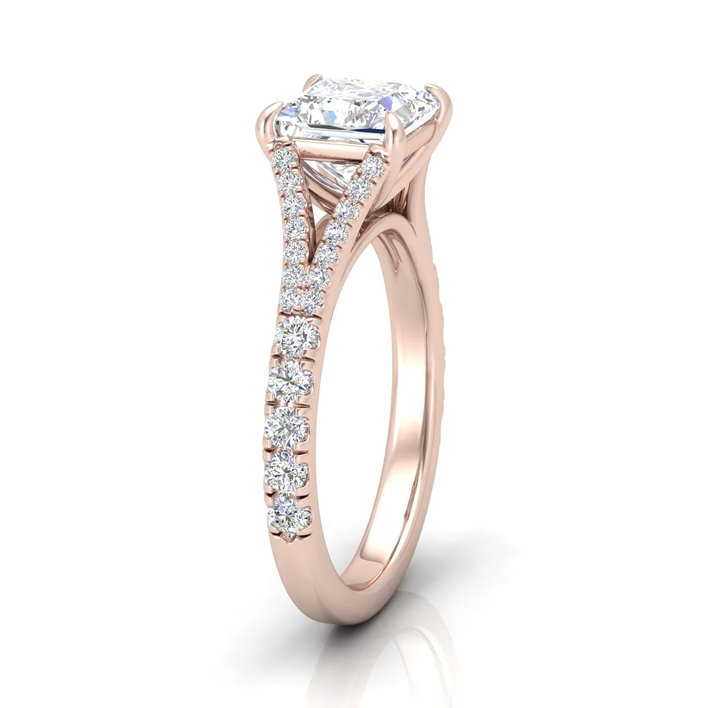 Julie Princess Diamond Split Shank Engagement Ring - Image 4