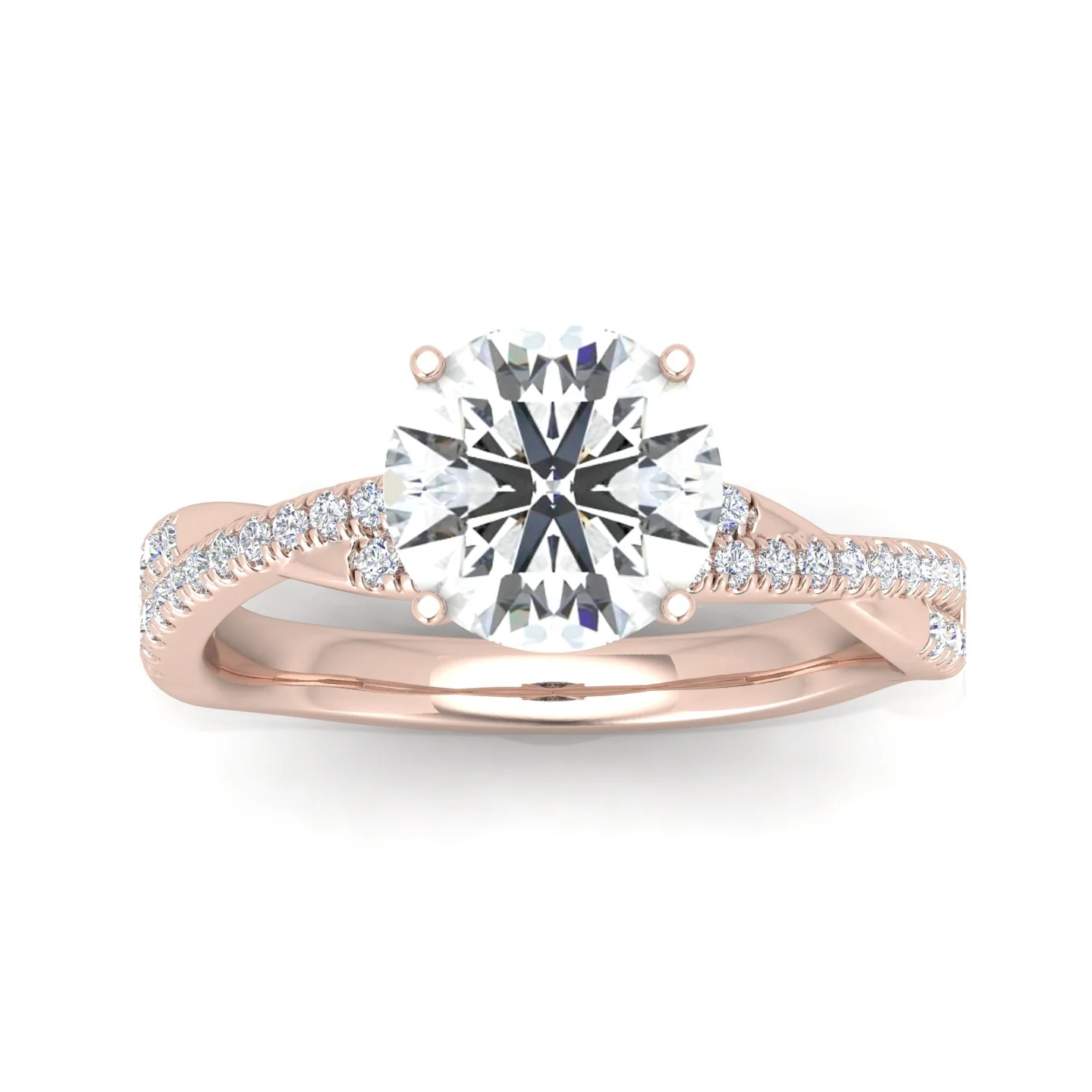 Vine Round Diamond Twisted Engagement Ring - Image 10