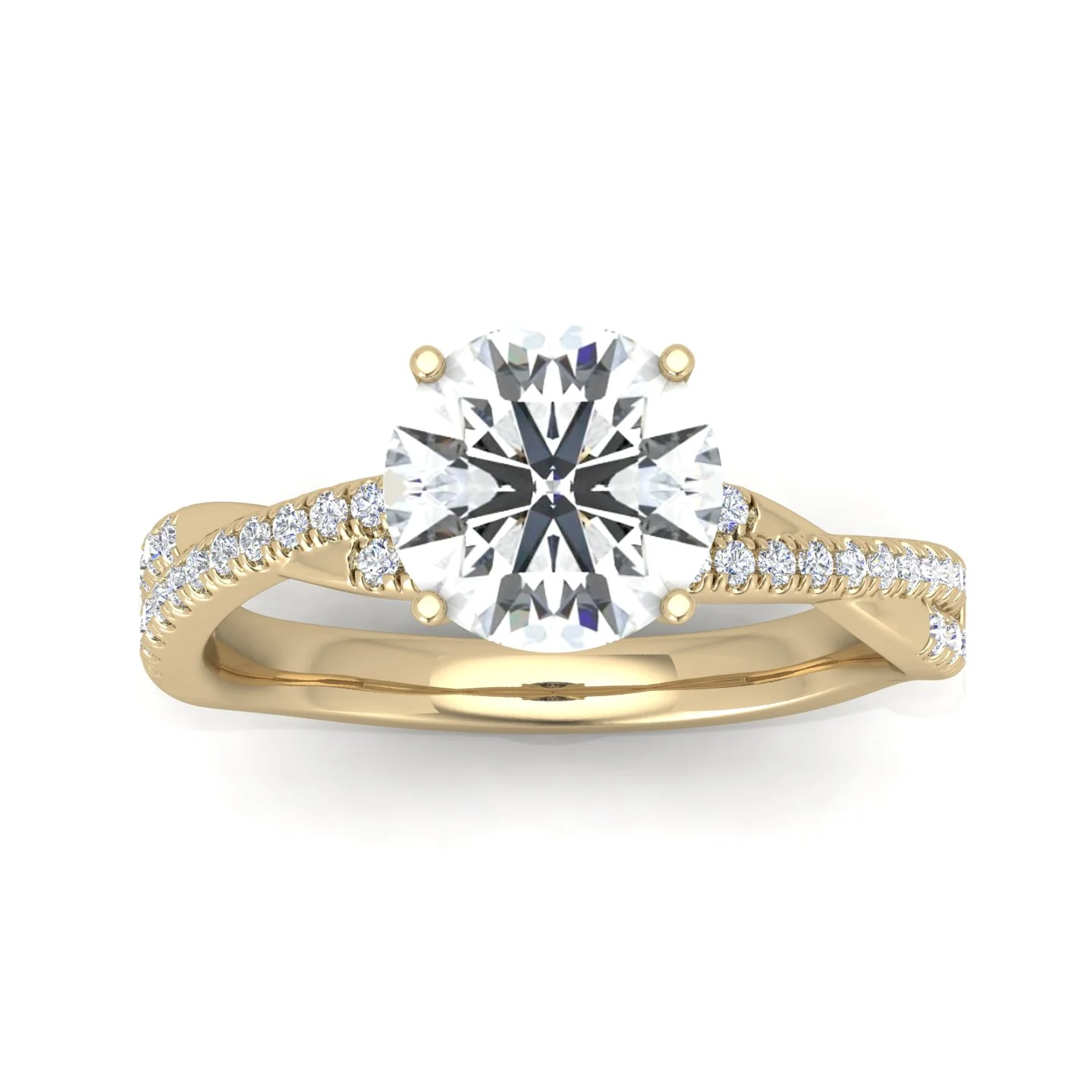 Vine Round Diamond Twisted Engagement Ring - Image 11