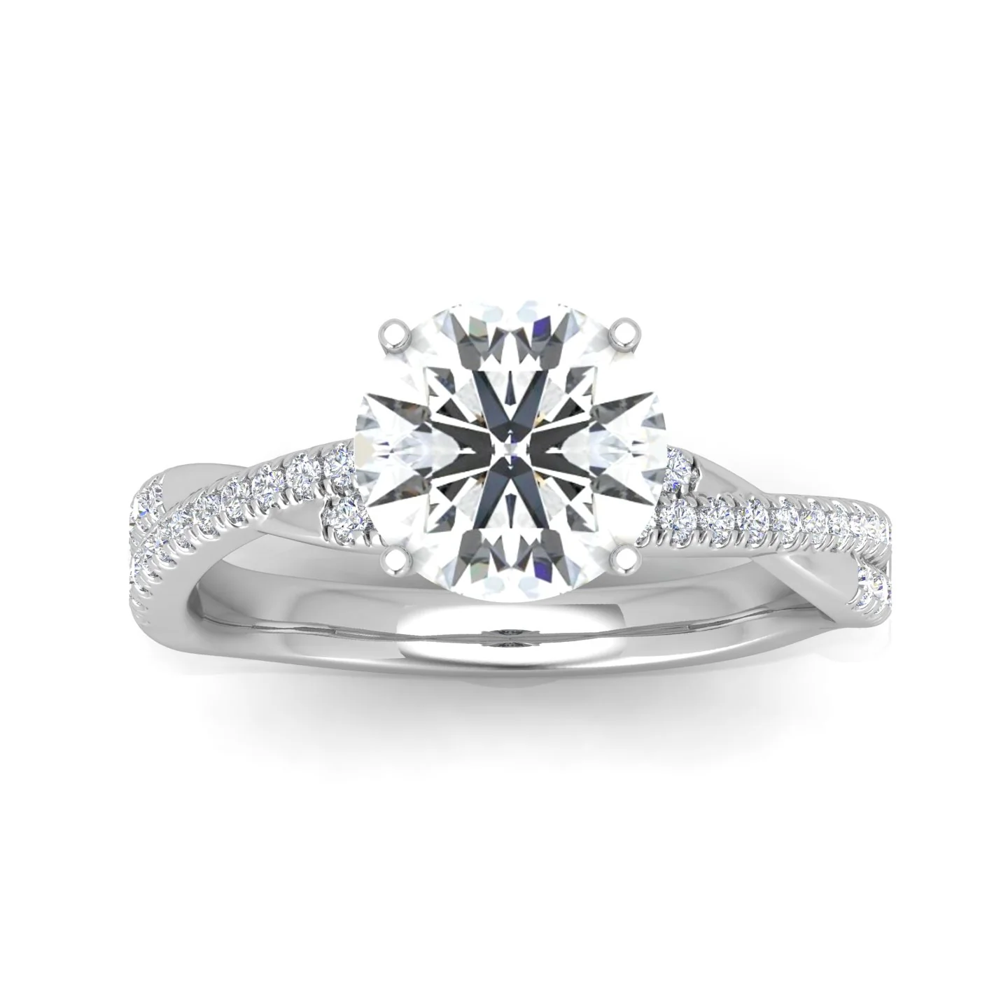 Vine Round Diamond Twisted Engagement Ring - Image 12