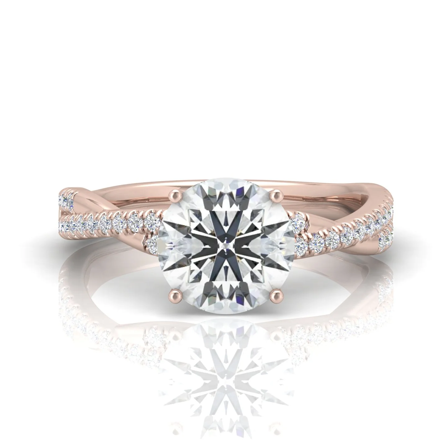 Vine Round Diamond Twisted Engagement Ring - Image 13
