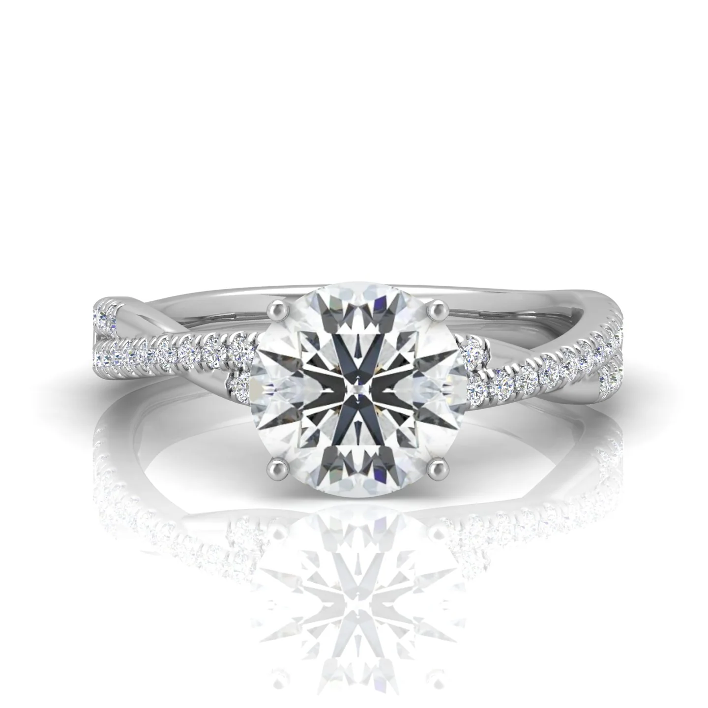 Vine Round Diamond Twisted Engagement Ring - Image 14