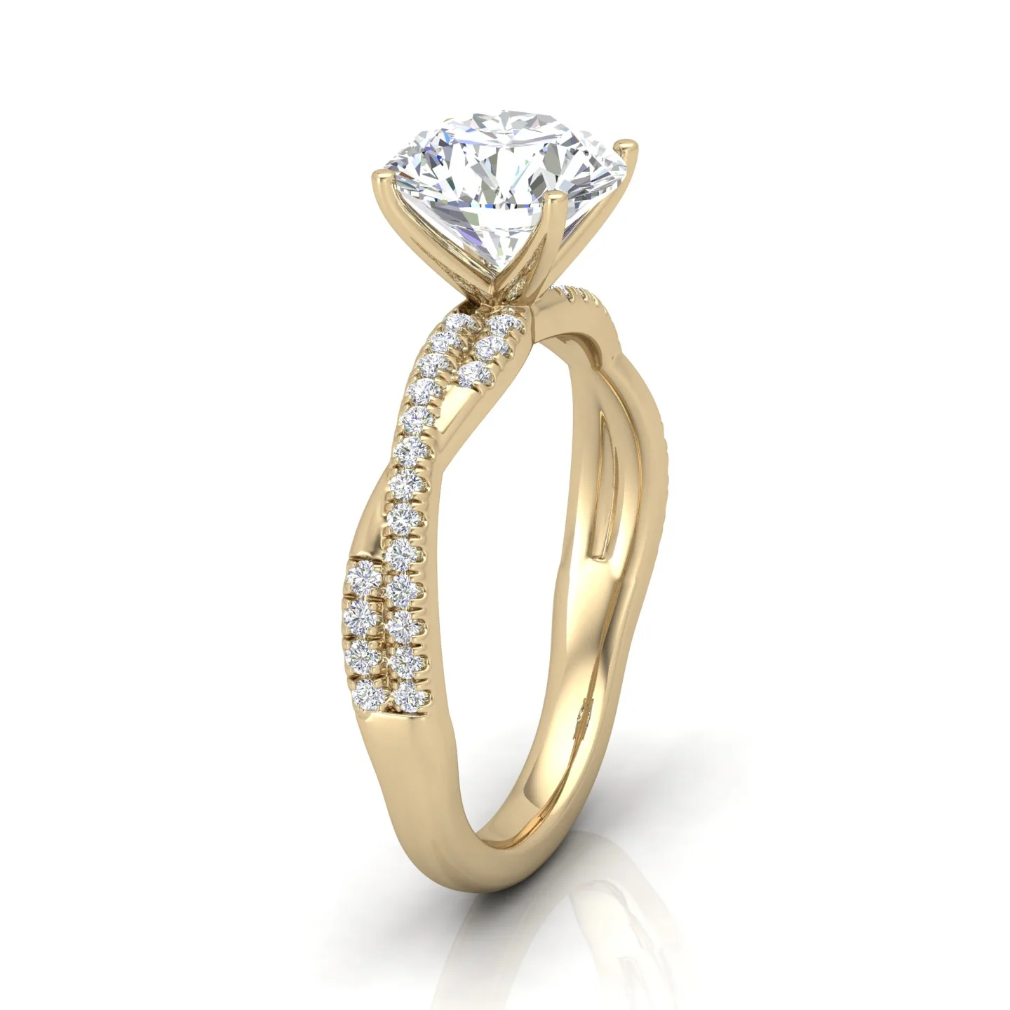 Vine Round Diamond Twisted Engagement Ring - Image 2
