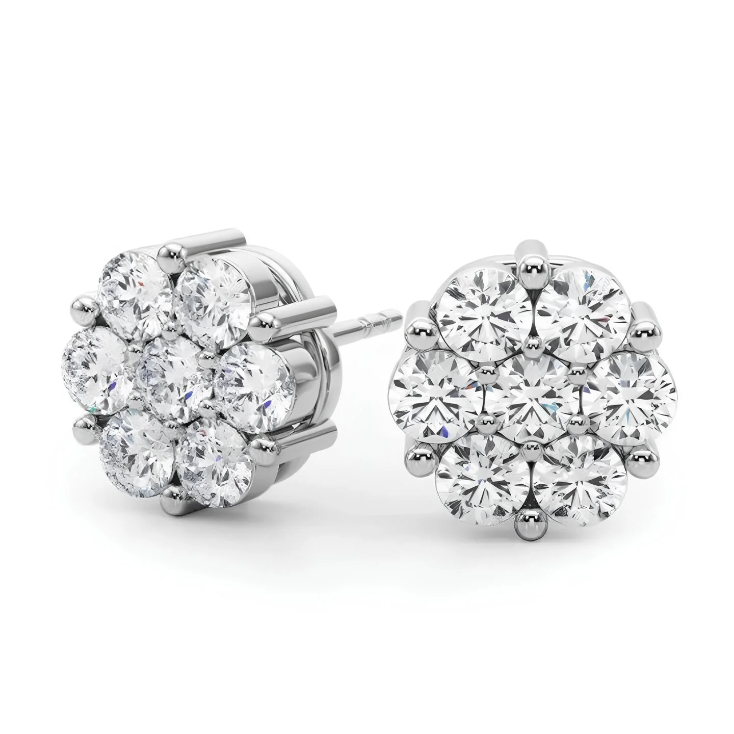 4.60Ct D/VS Lab Diamond Cluster Earrings in White Gold - Image 10
