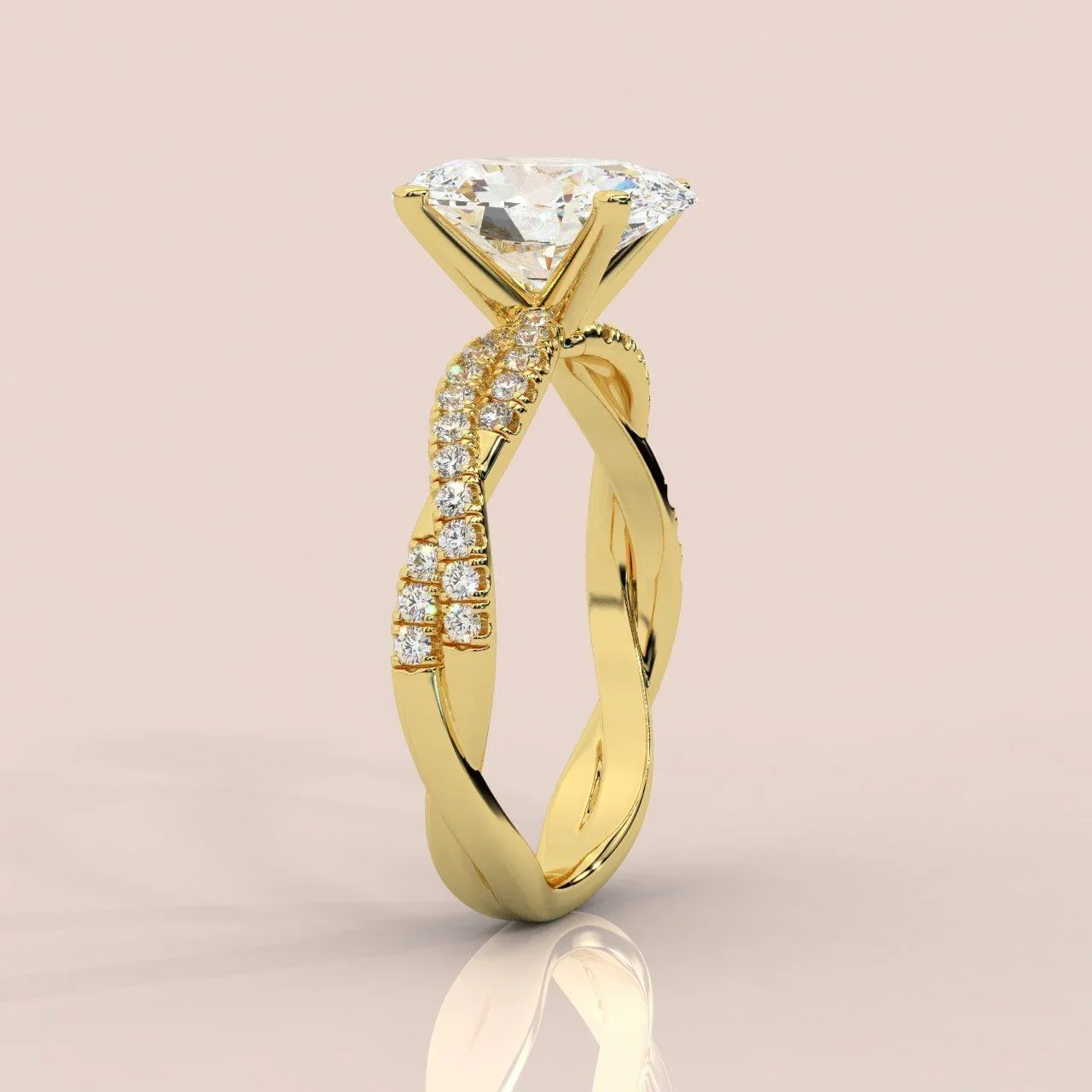 IGI Certified 2.50Ct Oval Diamond Lab Grown Petite Twisted Vine Nature Inspired Diamond Engagement Ring - Image 2