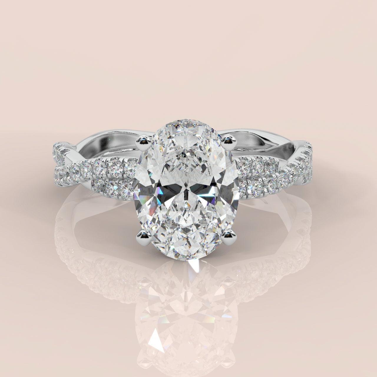 IGI Certified 2.50Ct Oval Diamond Lab Grown Petite Twisted Vine Nature Inspired Diamond Engagement Ring - Image 5