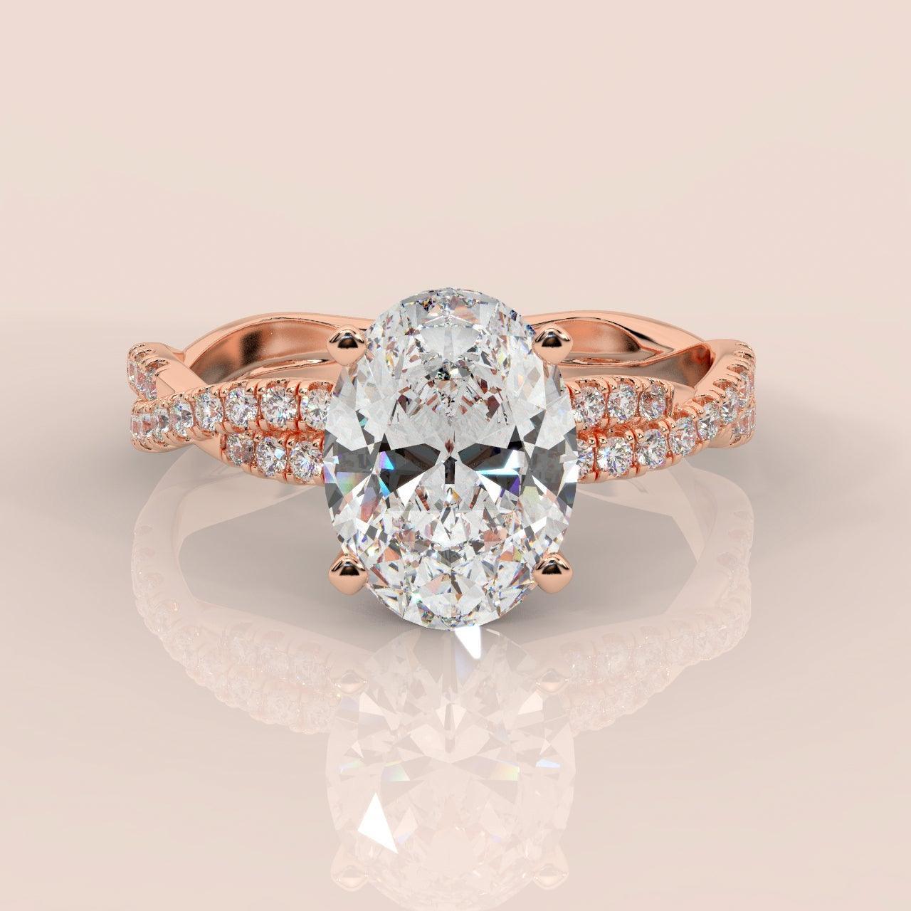 IGI Certified 2.50Ct Oval Diamond Lab Grown Petite Twisted Vine Nature Inspired Diamond Engagement Ring - Image 6