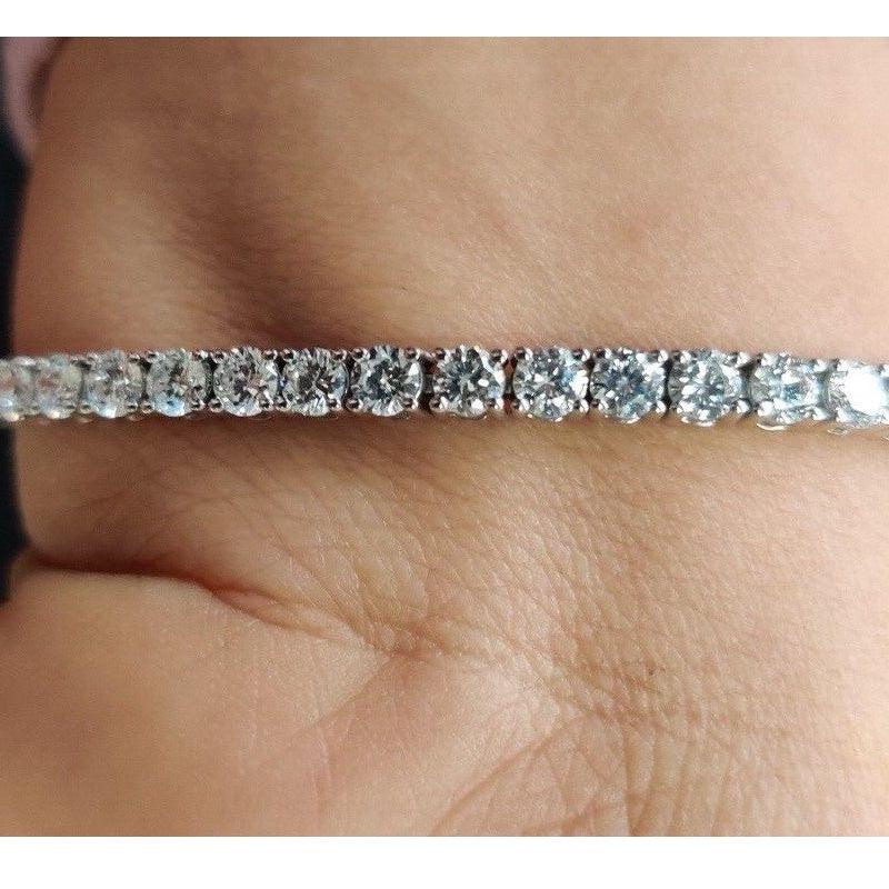 11.00ct Lab Diamond Tennis Anklet D/VVS Quality Set in 9k White Gold 10 inches - Image 2