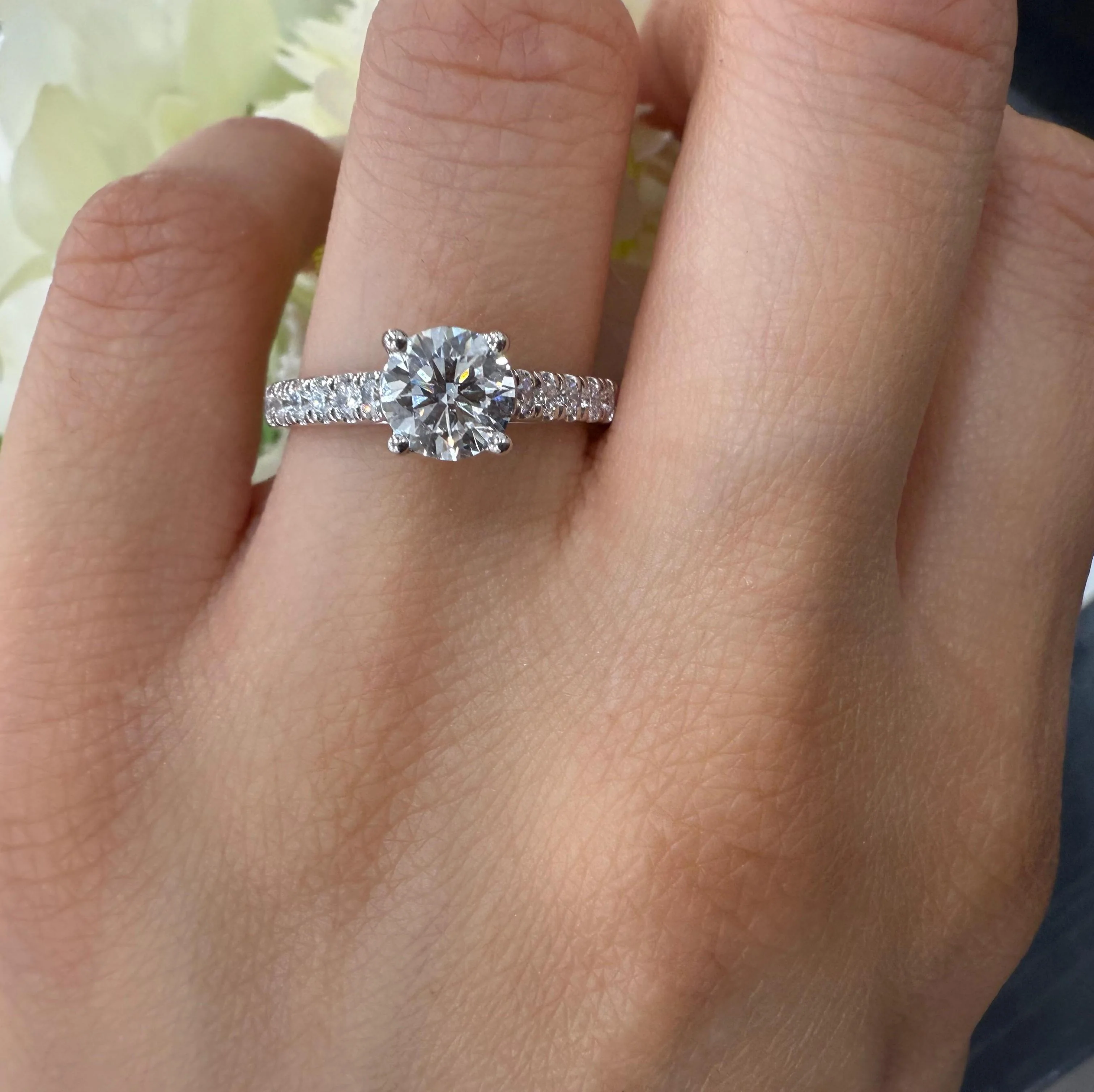Clearance Sale – IGI 1.75CT Lab Grown Diamond Engagement Ring in Platinum with Side Diamonds on Shank - Image 2