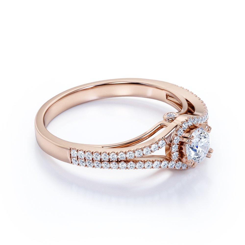 Lab Grown Diamond Split Shank Halo Engagement Ring for Womens - 1.00 Carat D/VS - Image 3