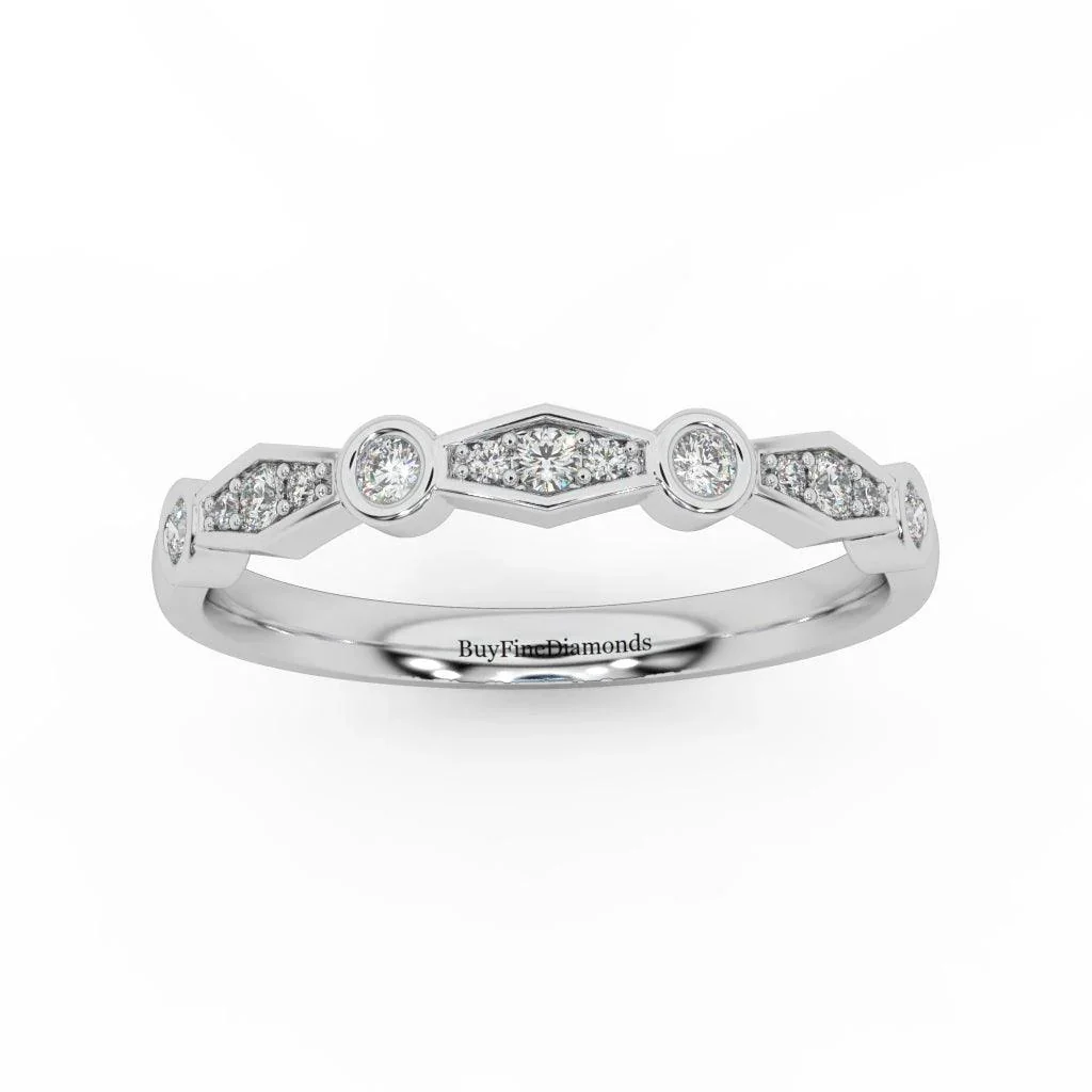 Lab Round Diamond Stacking Women's Wedding Band Ring - Image 5