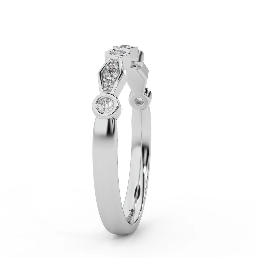 Lab Round Diamond Stacking Women's Wedding Band Ring - Image 6