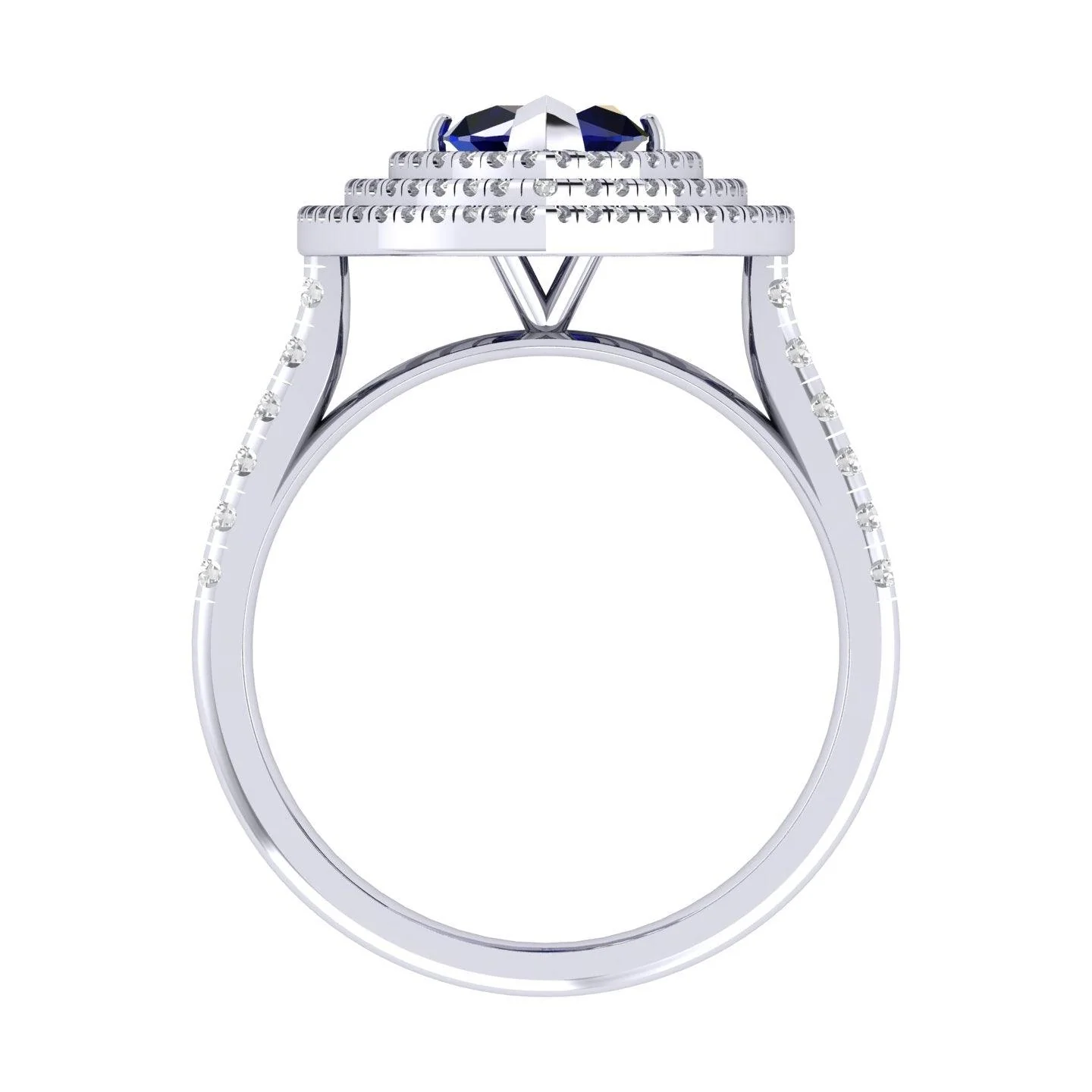 Last Piece ! 2.50Ct Tanzanite & Diamond Triple Halo Engagement Ring In Heavy 18k White Gold - Image 5