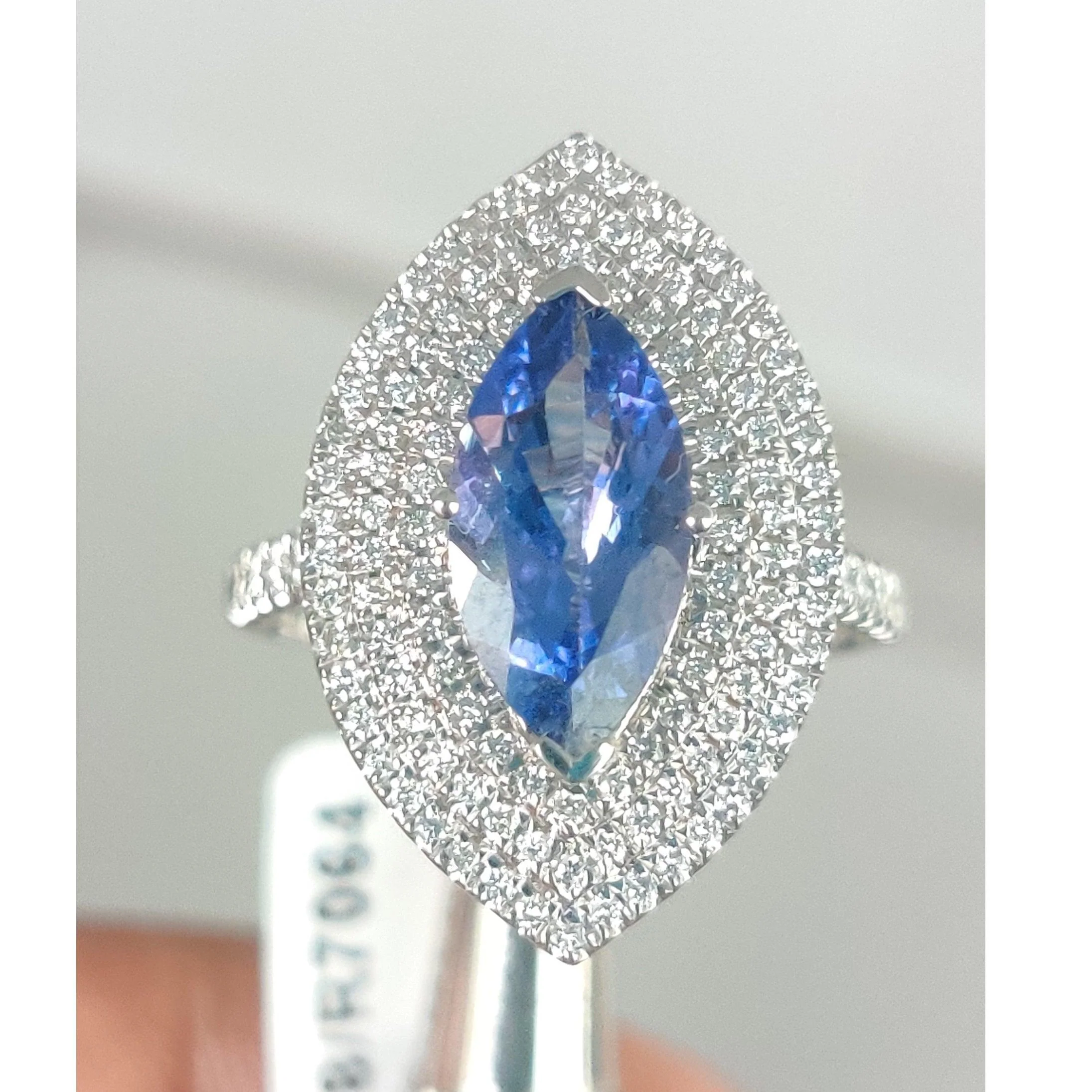 Last Piece ! 2.50Ct Tanzanite & Diamond Triple Halo Engagement Ring In Heavy 18k White Gold - Image 6