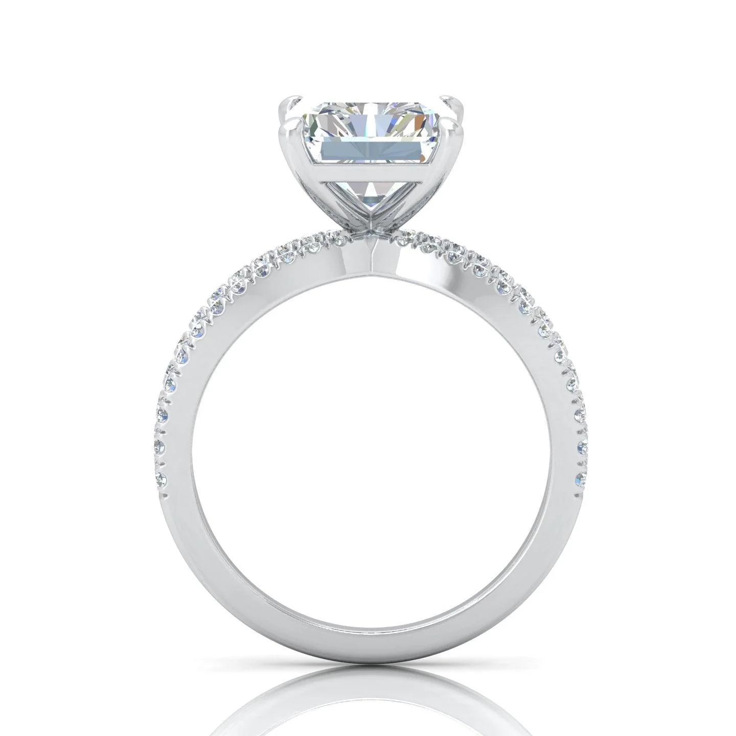 Last Piece 3.50Ct F/VS Radiant Diamond Split Shank Engagement Ring in Platinum - Image 5