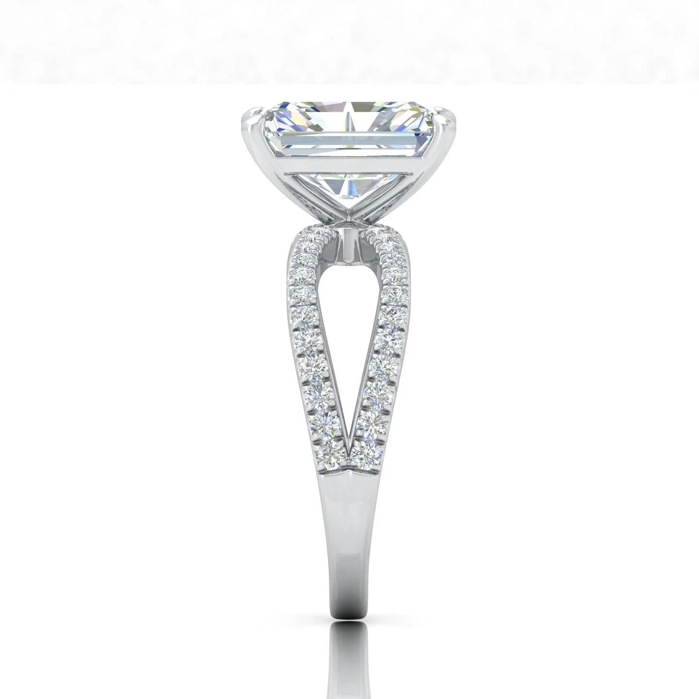 Last Piece 3.50Ct F/VS Radiant Diamond Split Shank Engagement Ring in Platinum - Image 6