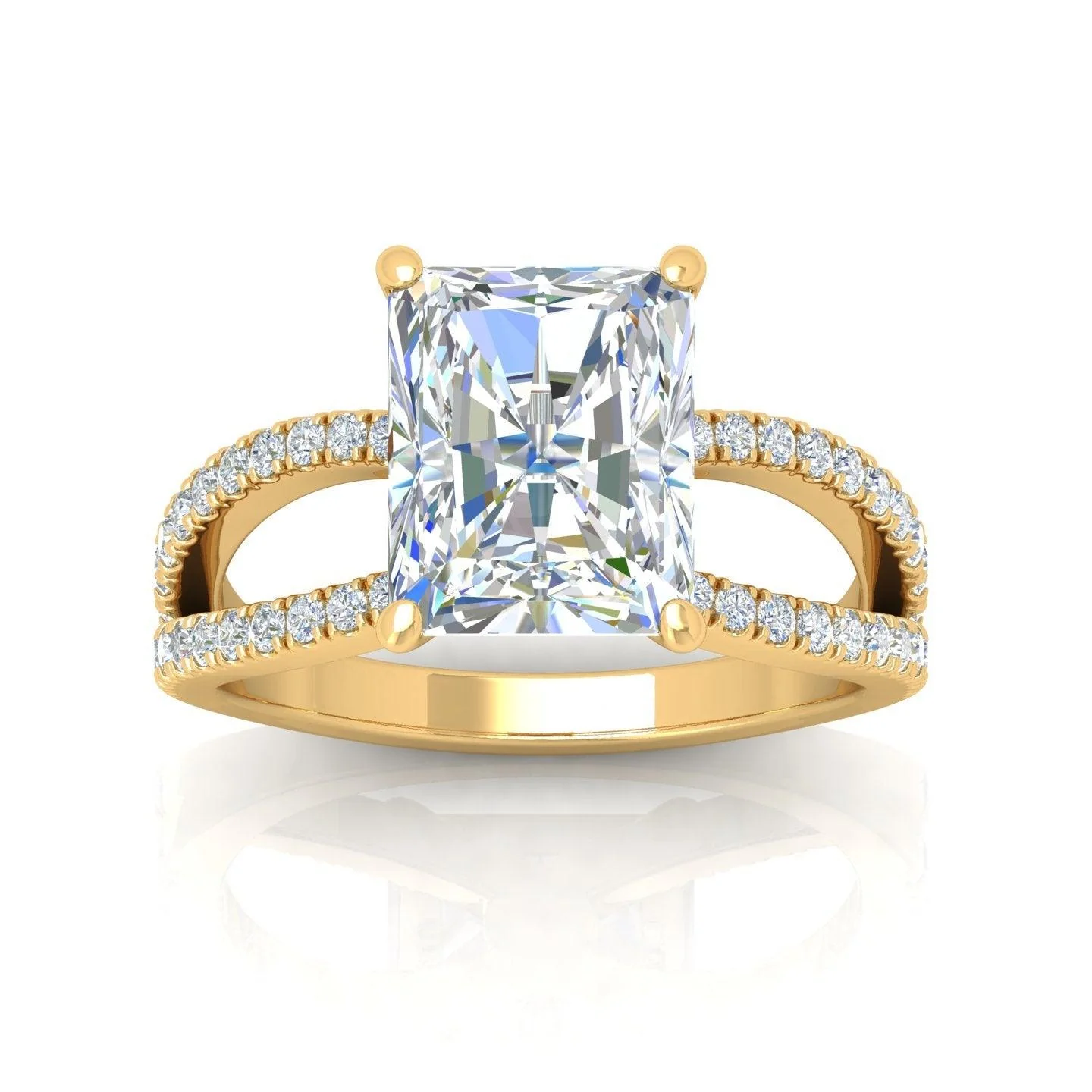 Last Piece 3.50Ct F/VS Radiant Diamond Split Shank Engagement Ring in Platinum - Image 8