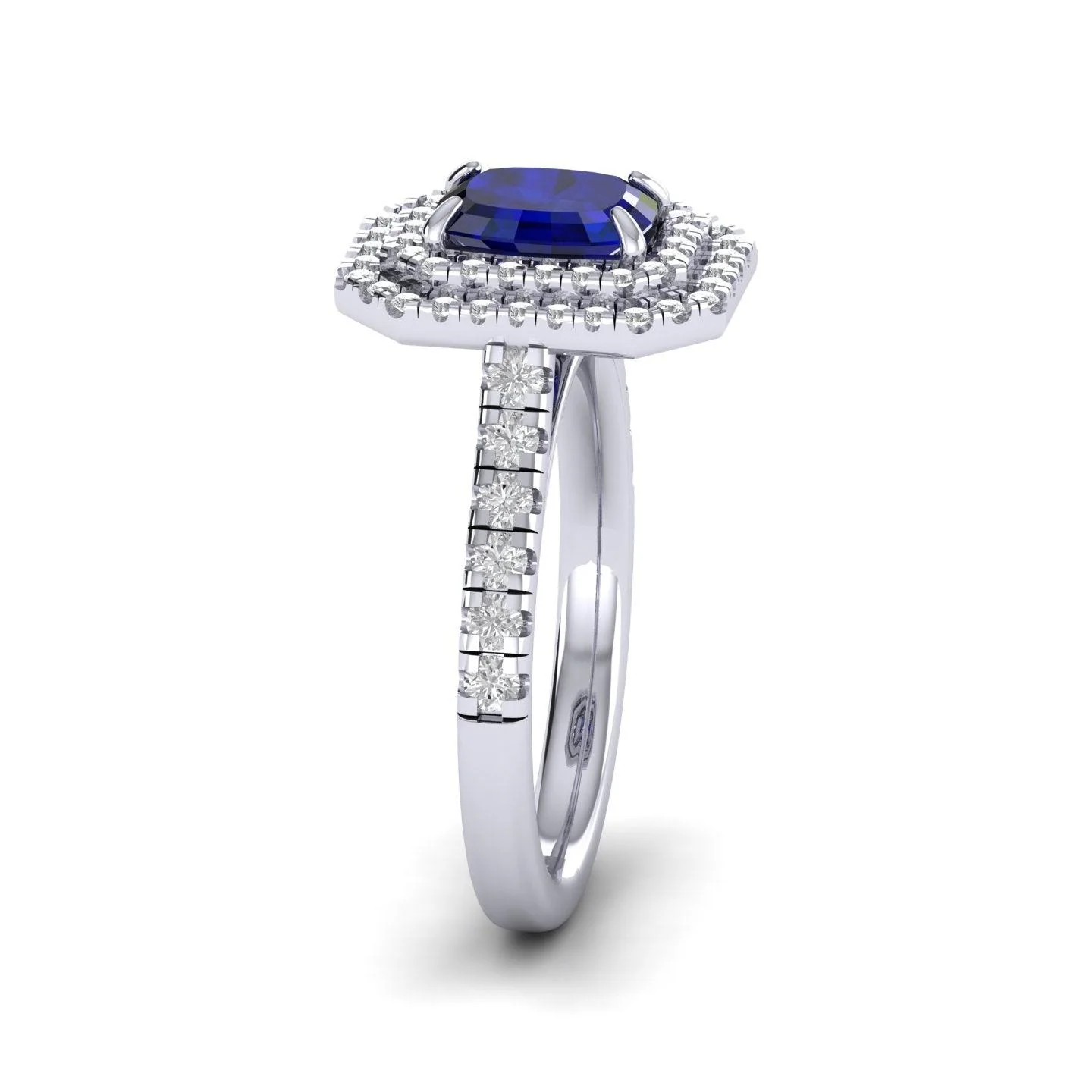 Last Piece..! 4.40Ct Tanzanite Long Cushion & Diamond Double Halo Women's Engagement Ring - Image 5