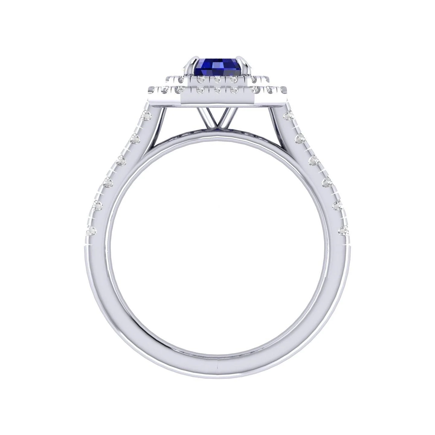 Last Piece..! 4.40Ct Tanzanite Long Cushion & Diamond Double Halo Women's Engagement Ring - Image 6