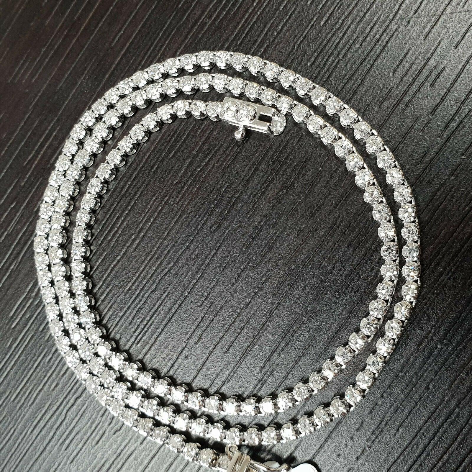 Last Piece ! Certified F/VS 5.00Ct Round Diamond Tennis Necklace in Hallmarked White Gold - Image 4