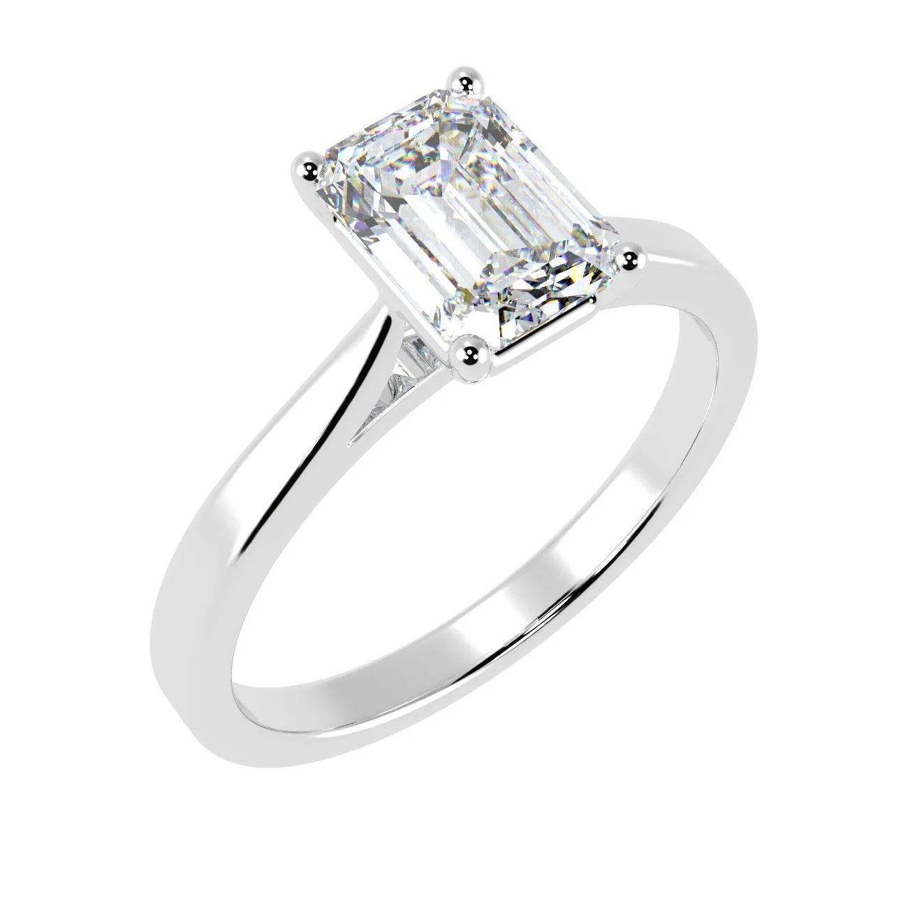 Last Piece ! 1.00CT E/VS Classic Emerald Diamond Solitaire Engagement Ring in Platinum - Image 3