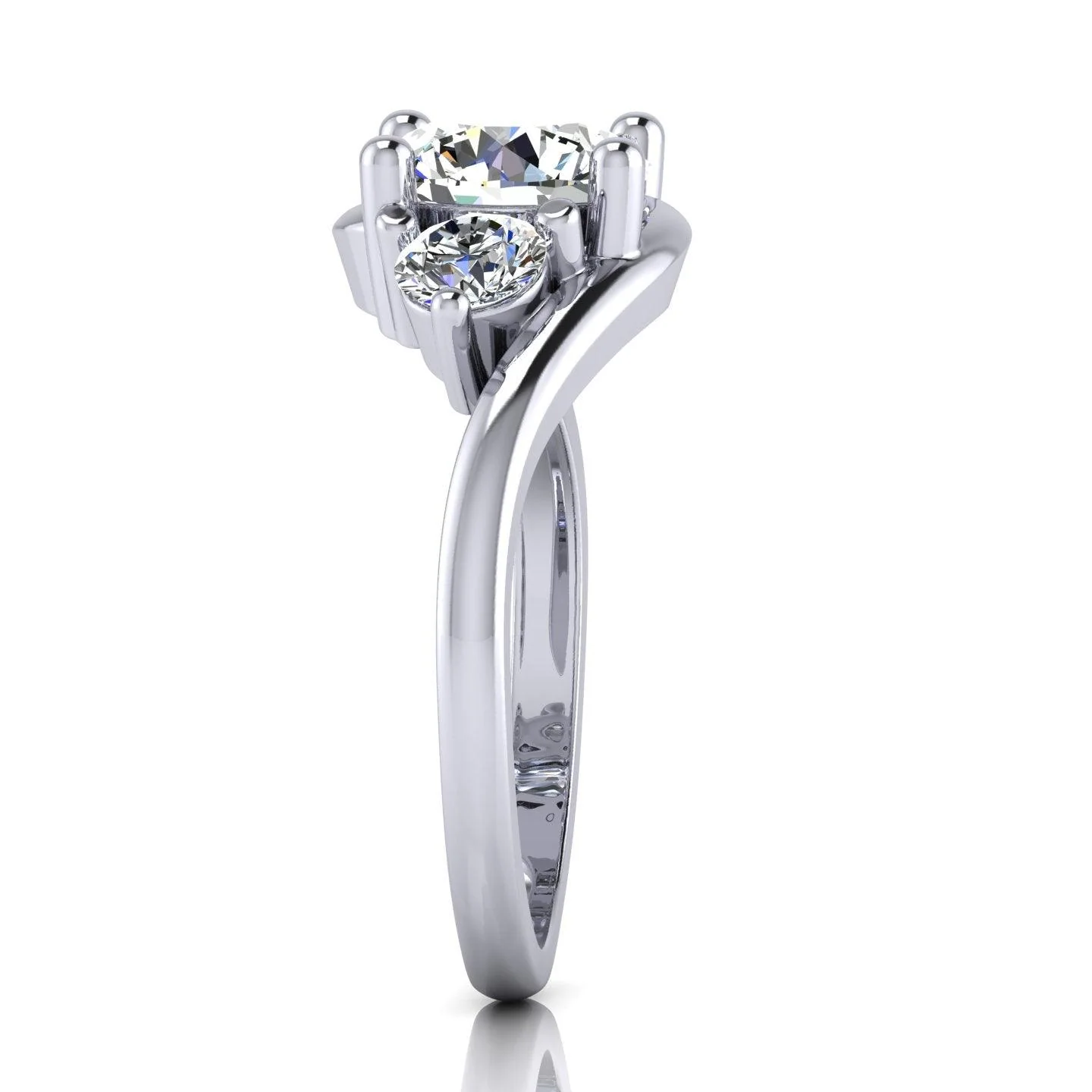 Classic Round Diamond Trilogy Engagement Ring in Platinum 1.00Ct-3.00Ct - Image 6