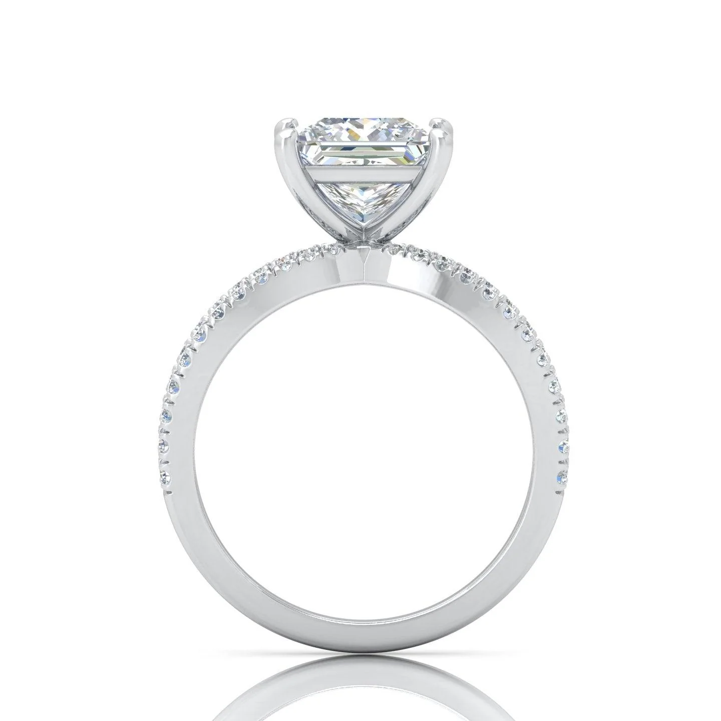 Last Piece F/VS 3.50Ct Princess Diamond Split Shank Engagement Ring in Platinum - Image 6