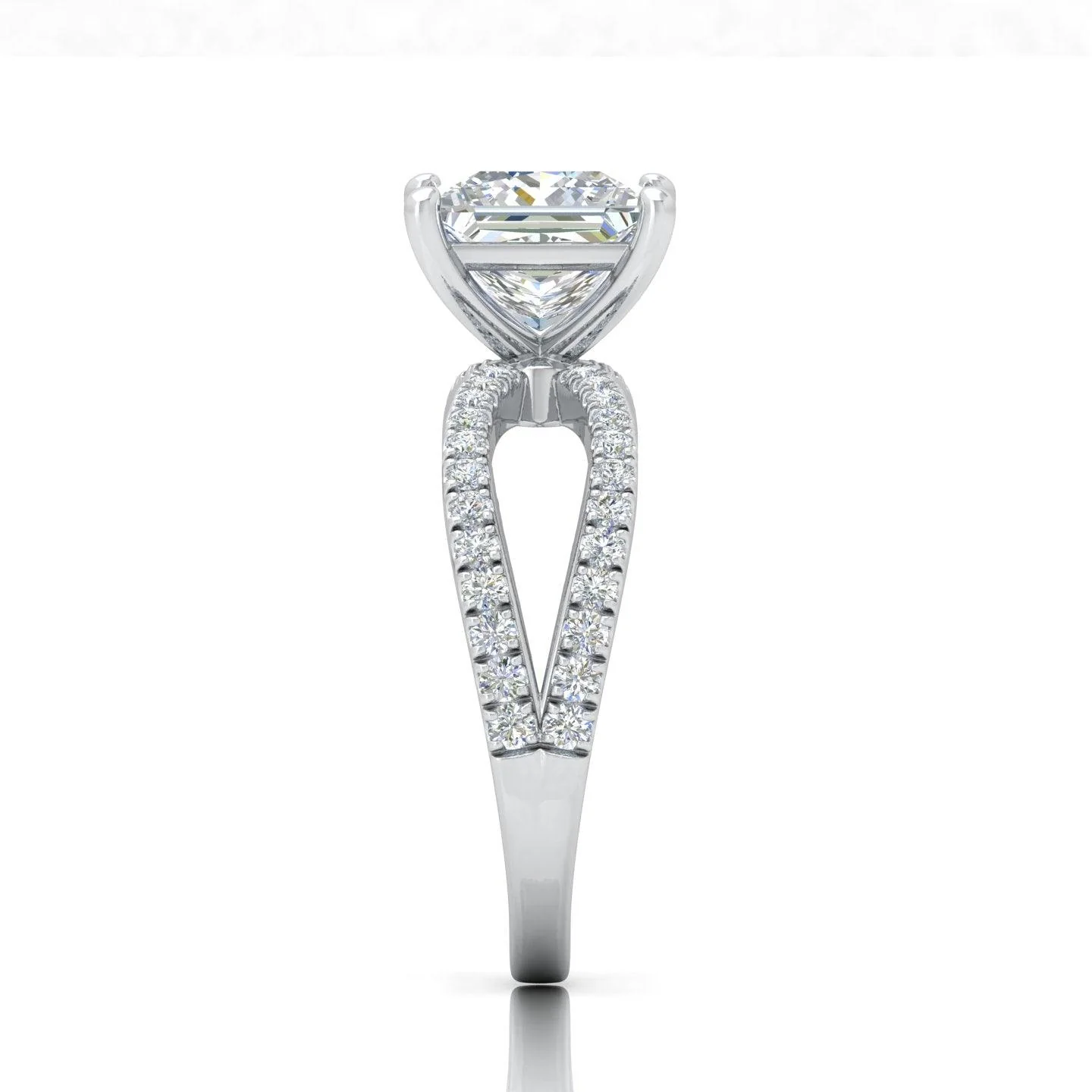 Last Piece F/VS 3.50Ct Princess Diamond Split Shank Engagement Ring in Platinum - Image 7