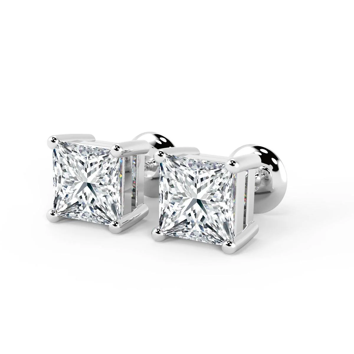 Certified F/VS 6.04 Ct Hugh Princess Cut Diamond Stud Earrings In Platinum - 7.80x7.56mm - Image 2