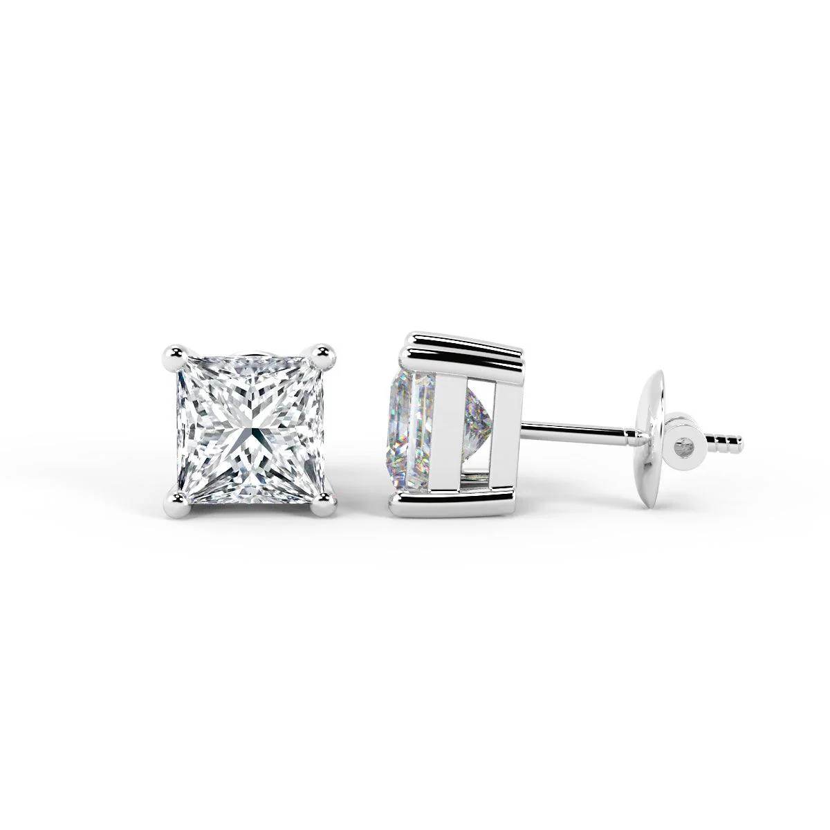 Certified F/VS 6.04 Ct Hugh Princess Cut Diamond Stud Earrings In Platinum - 7.80x7.56mm - Image 4