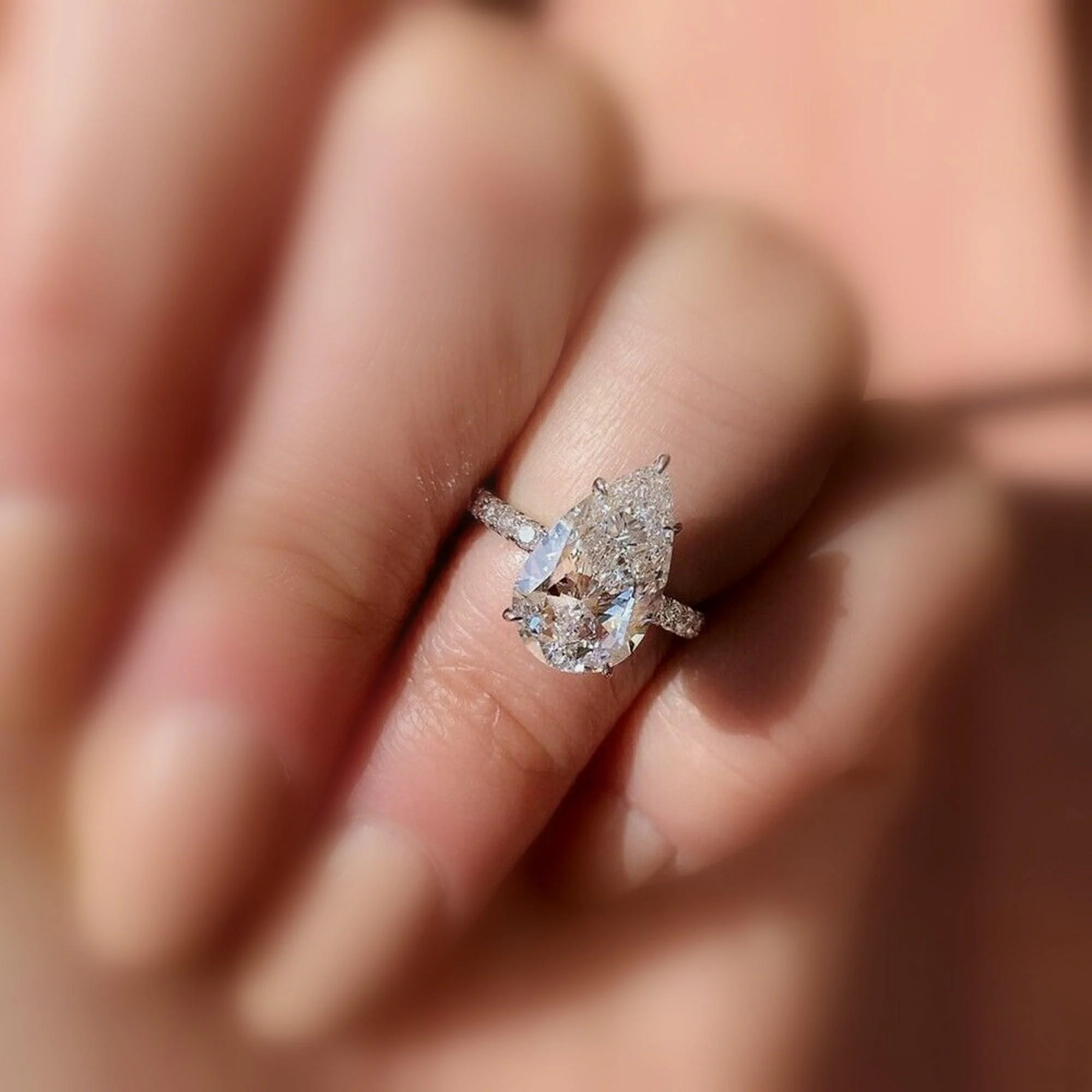 Big Pear Lab Diamond Engagement Ring Platinum 5.50Ct - Image 2