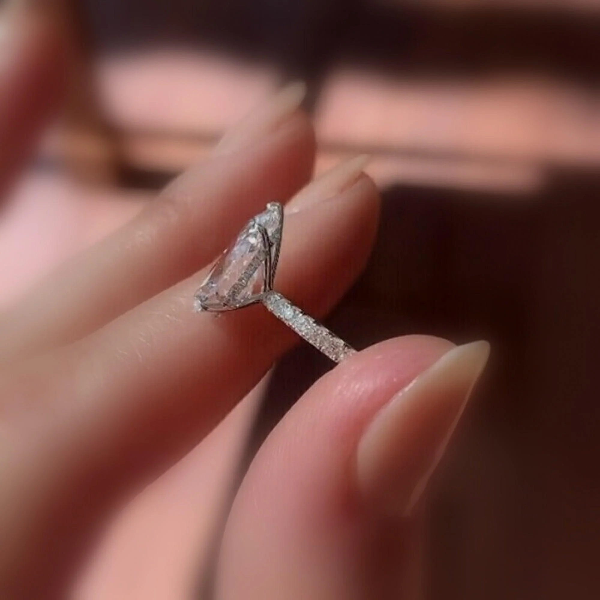 Big Pear Lab Diamond Engagement Ring Platinum 5.50Ct - Image 4