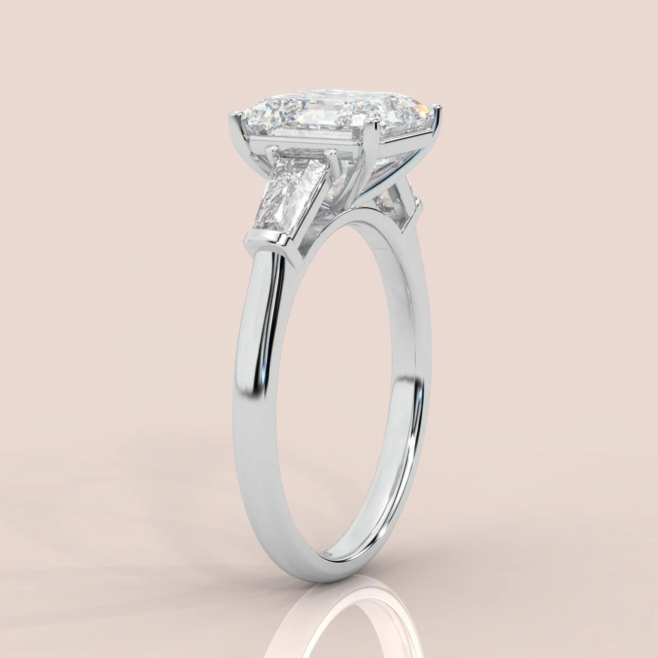 Last Piece IGI Certified 2.50Ct - 4.50Ct Asscher & Diamond Trilogy Ring Platinum - Image 4