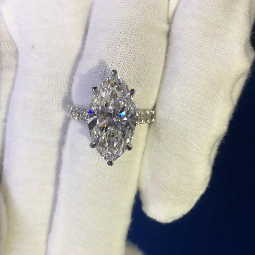 IGI Certified Huge 5.50Ct Marquise Diamond Engagement Ring Platinum - Image 7