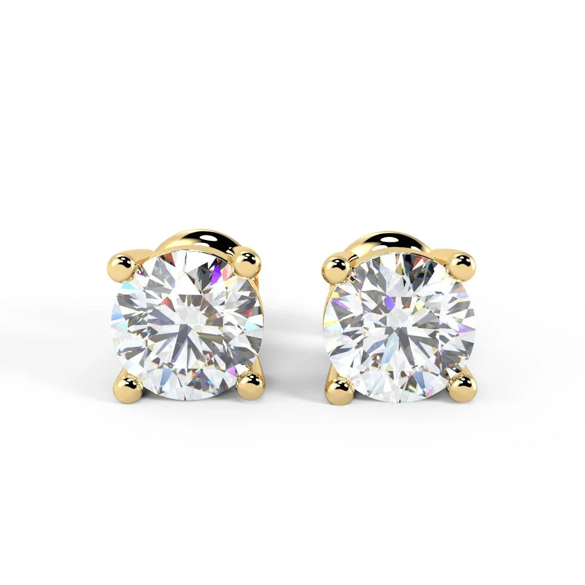 Last Pieces VS Quality 1.05Ct Round Diamond Stud Earrings in Hallmarked 18k Yellow Gold - Image 3