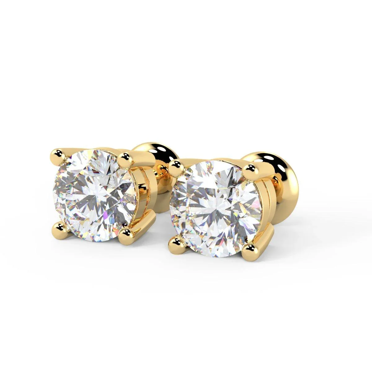 Last Pieces VS Quality 1.05Ct Round Diamond Stud Earrings in Hallmarked 18k Yellow Gold - Image 4