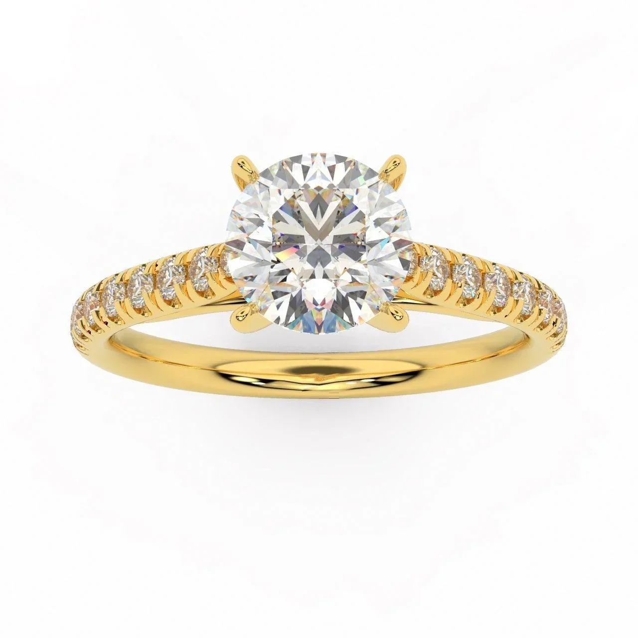 Lotus Head Round Diamond Engagement Ring - Image 3