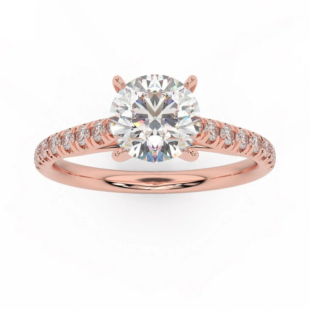 Lotus Head Round Diamond Engagement Ring - Image 4