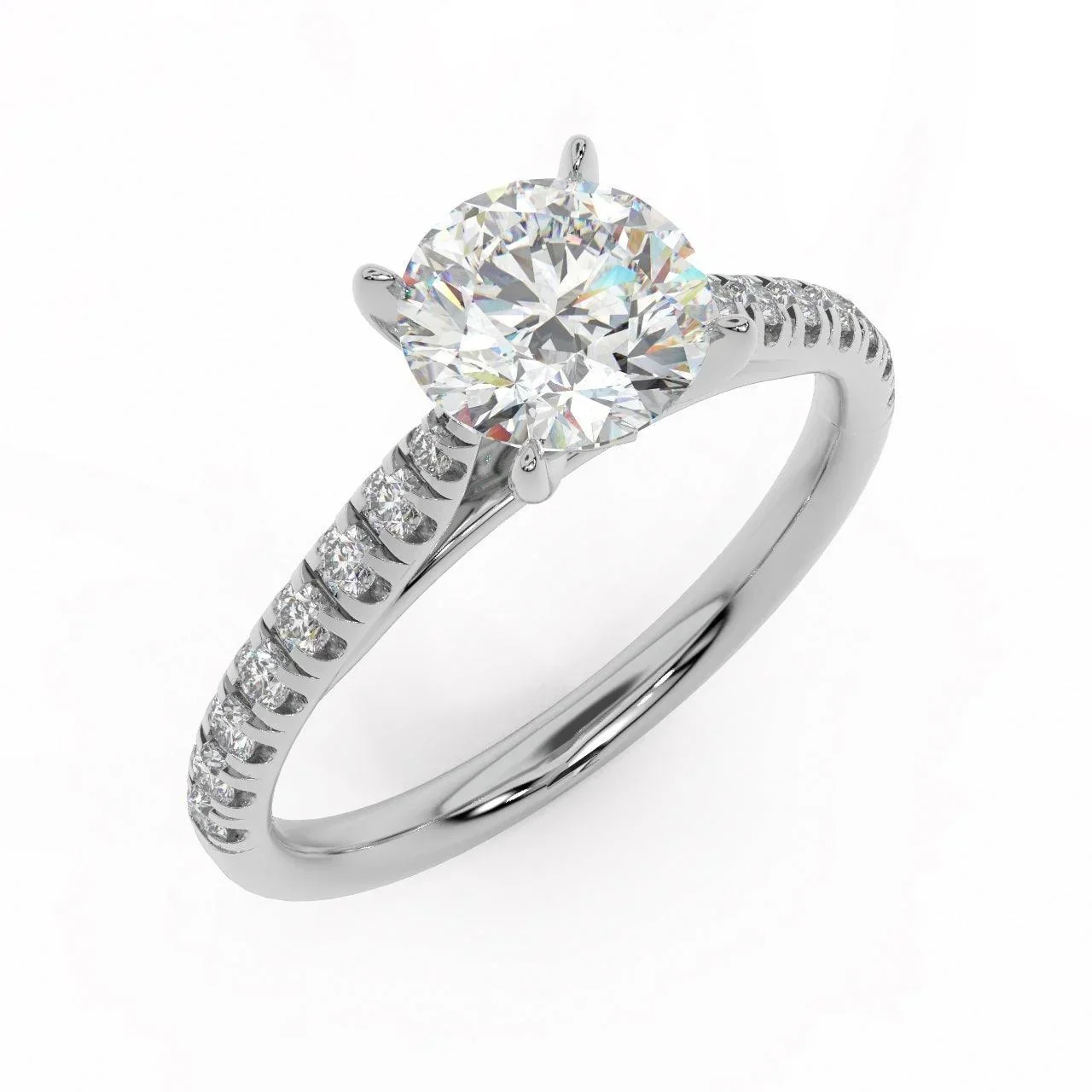 Lotus Head Round Diamond Engagement Ring - Image 5