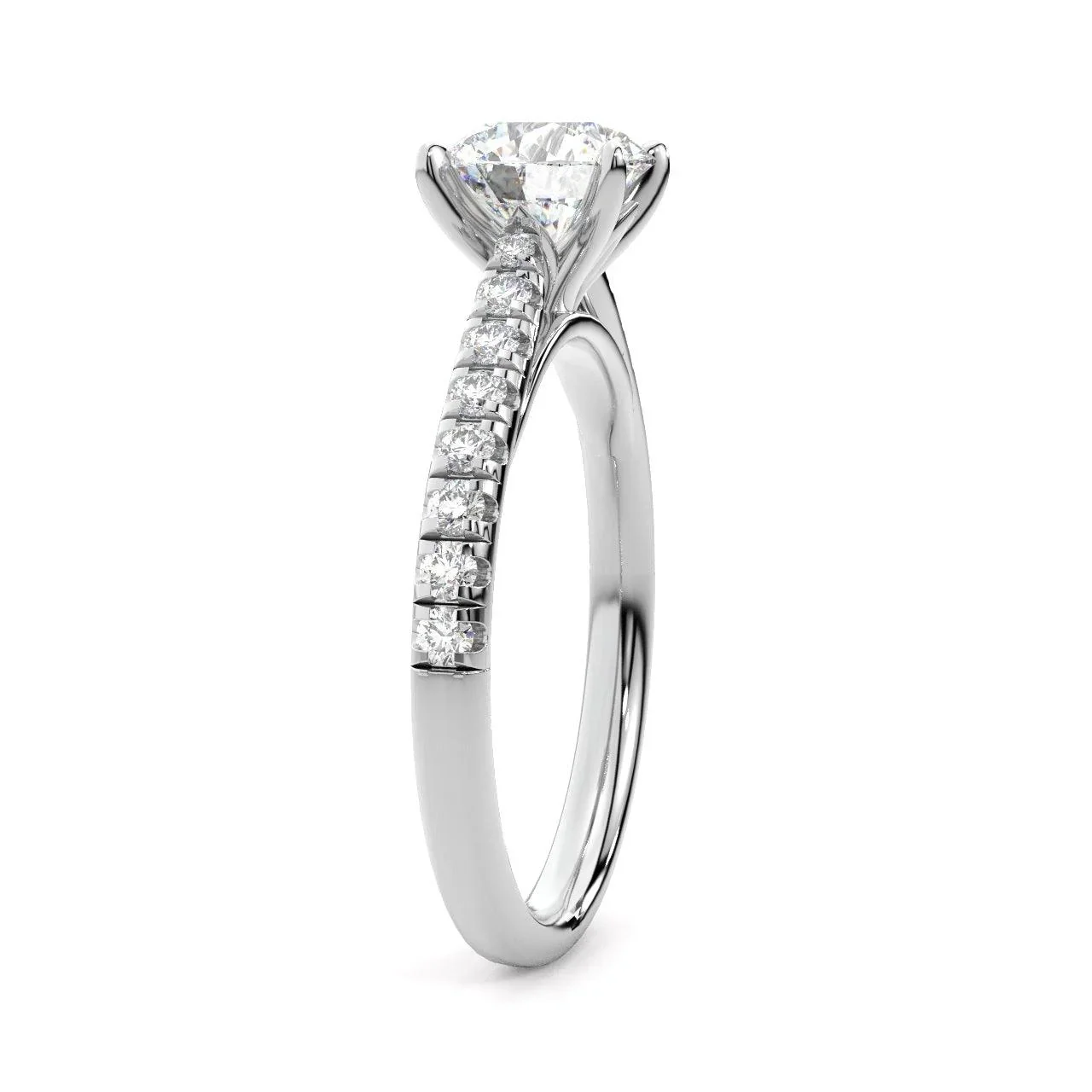 Lotus Head Round Diamond Engagement Ring - Image 7