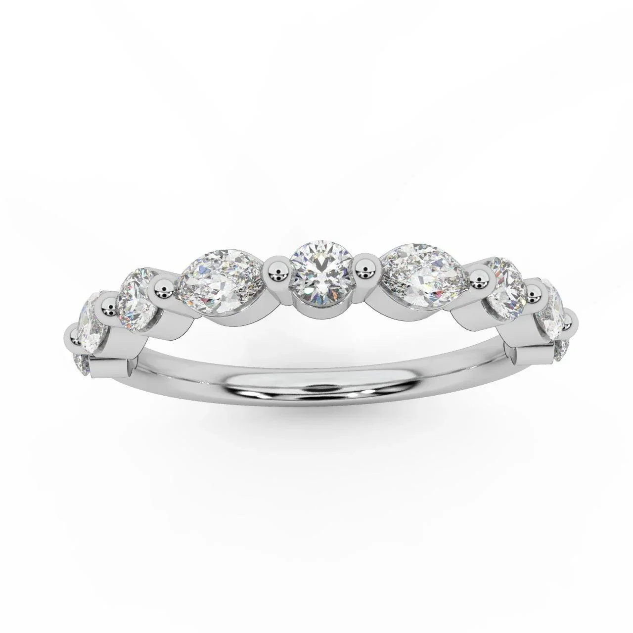 D/VS 0.50 Carat Marquise and Round Brilliant Lab Diamond Half Eternity Ring - Image 7