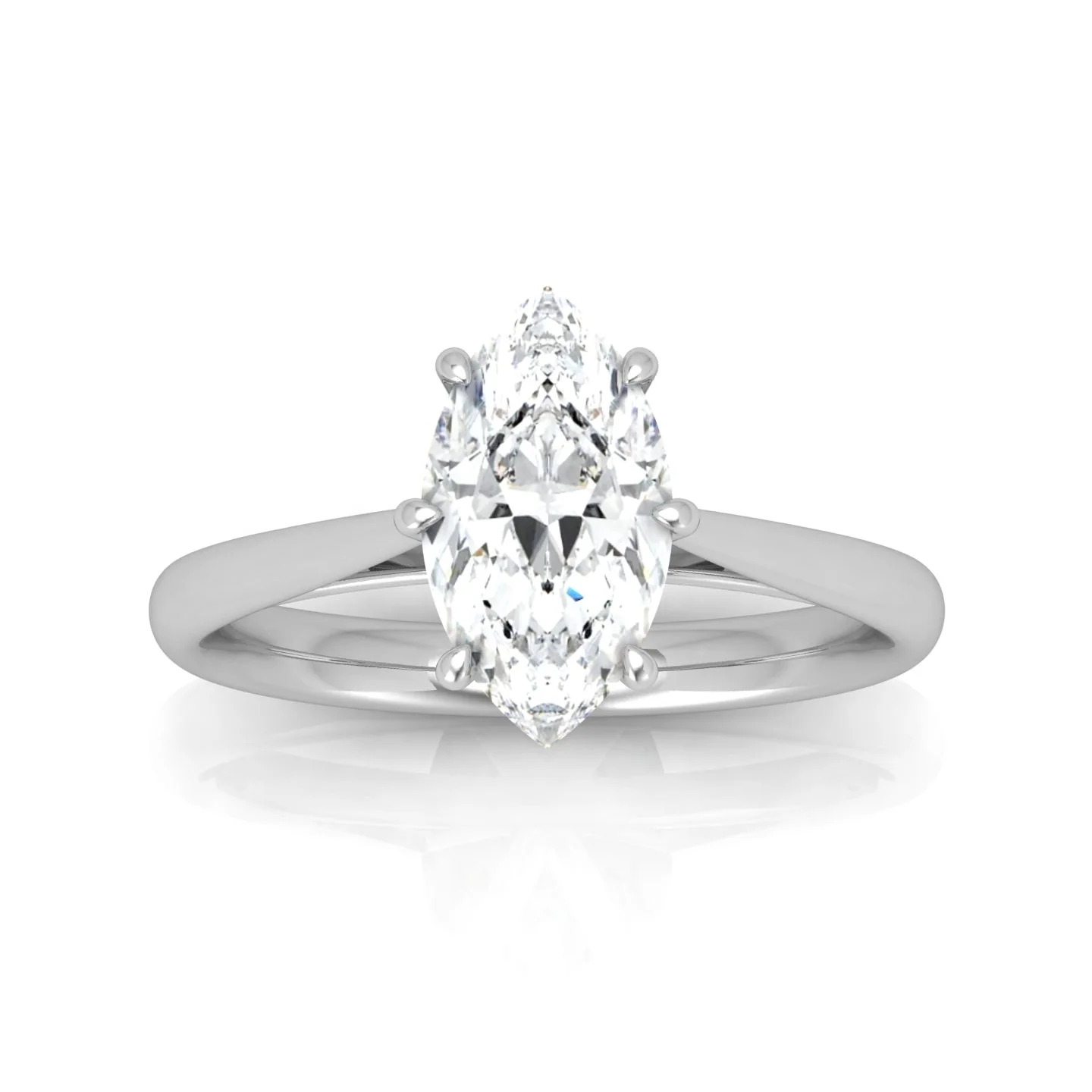 Marquise Diamond Cathedral Solitaire Ring - Image 11