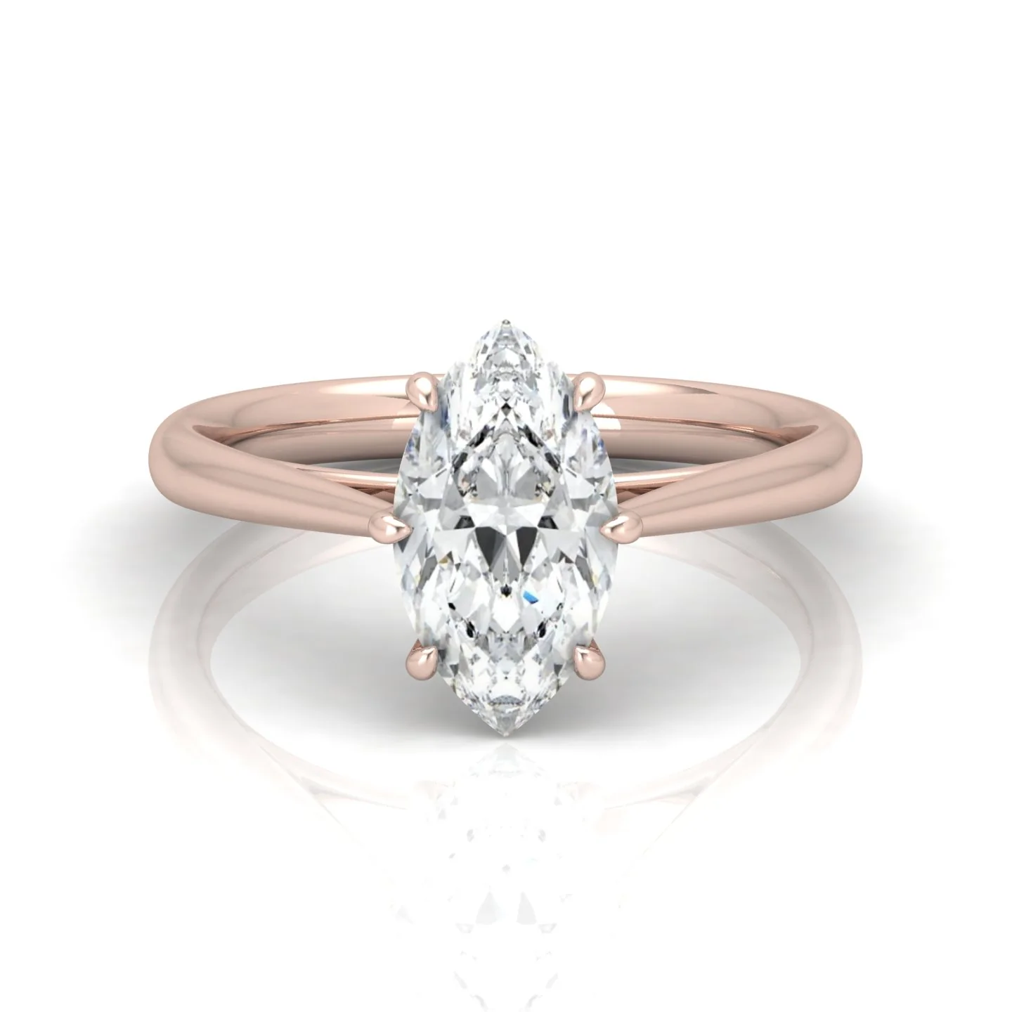 Marquise Diamond Cathedral Solitaire Ring - Image 12