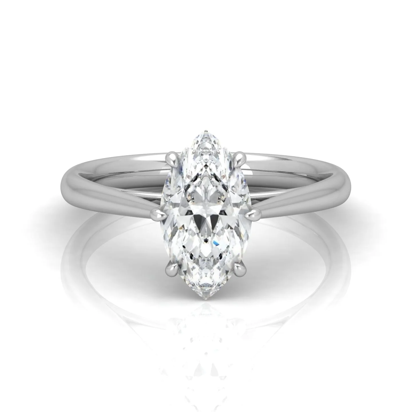 Marquise Diamond Cathedral Solitaire Ring - Image 13