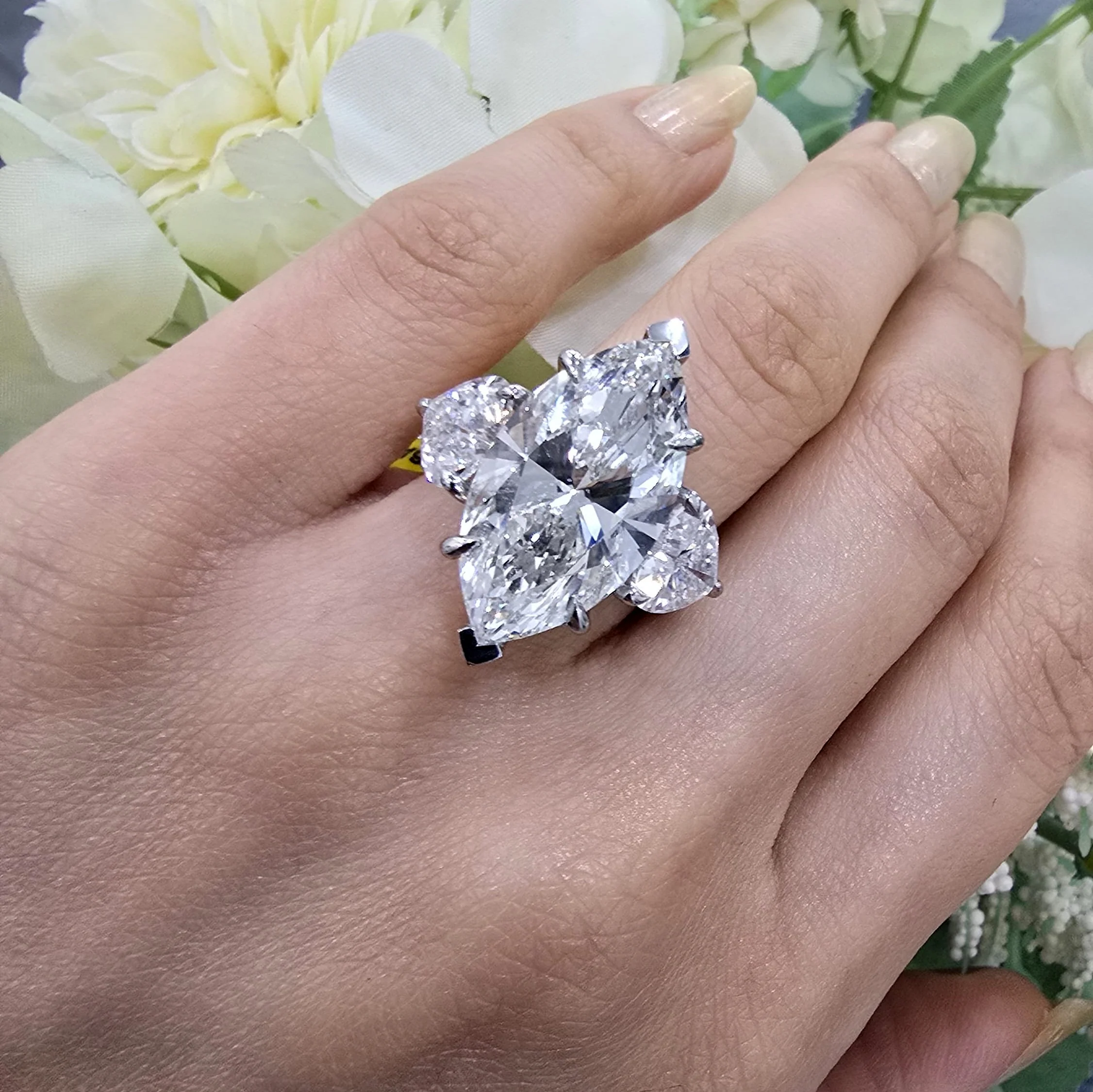 13.50CT IGI Certified Trilogy Ring with Marquise & Heart Lab Diamonds in Platinum - Image 5