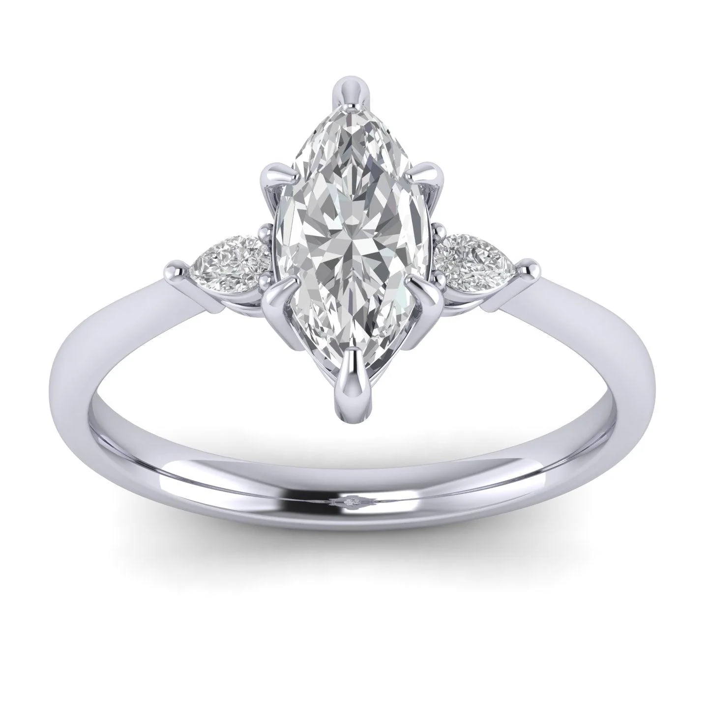 Marquise & Pear Diamond 3 Stone Engagement Ring in Platinum 2.00Ct - Image 3