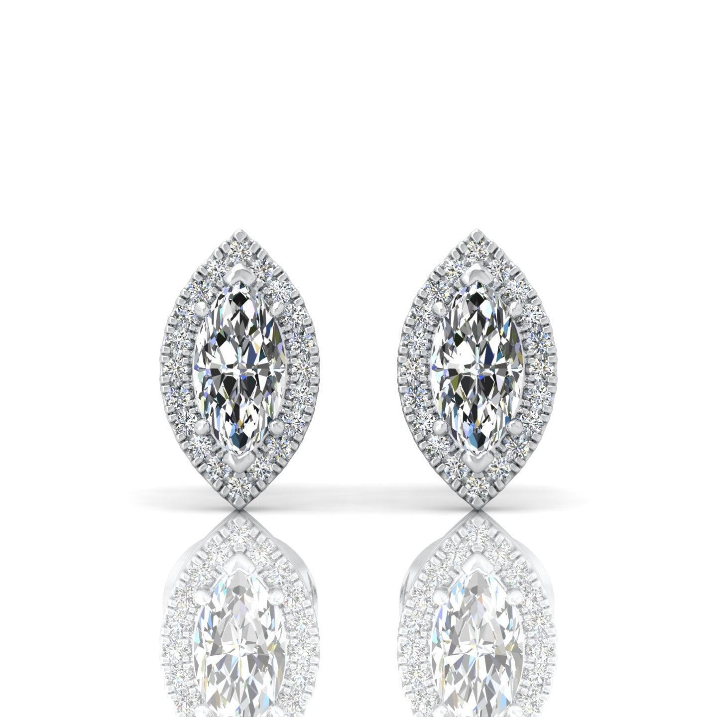 Marquise Shape Diamond Halo Earrings, 18k White Gold - Image 10